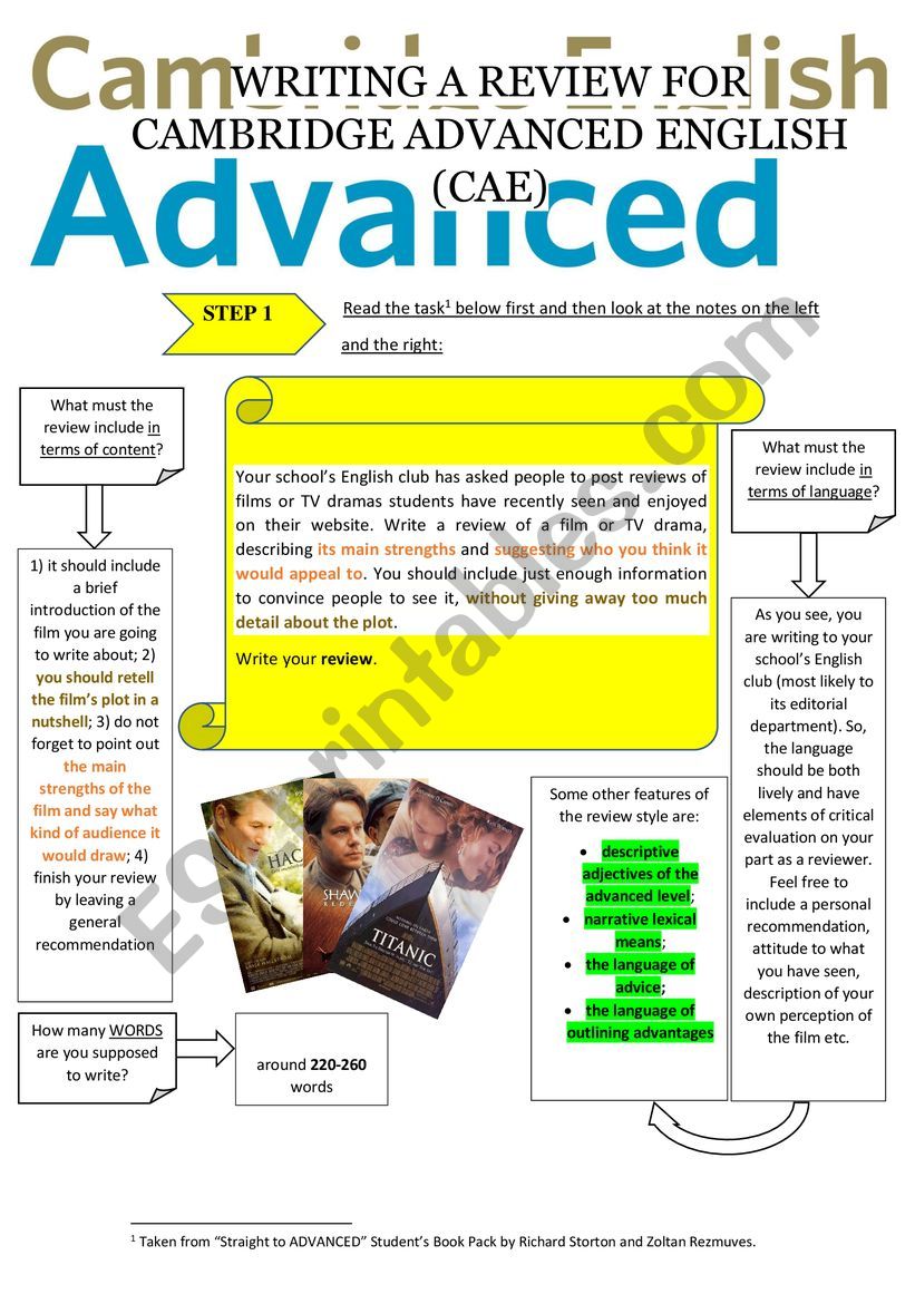 WRITING A REVIEW FOR CAMBRIDGE ENGLISH ADVANCED (CAE) [methodology]